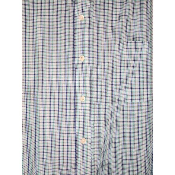 Saddlebred Easy Care Gray Teal Plaid Lightweight Button Down Mens 3XTL - Picture 8 of 16